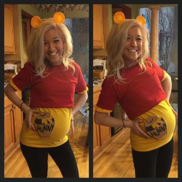 Easy DIY Winnie the Pooh pregnancy costumes for halloween
